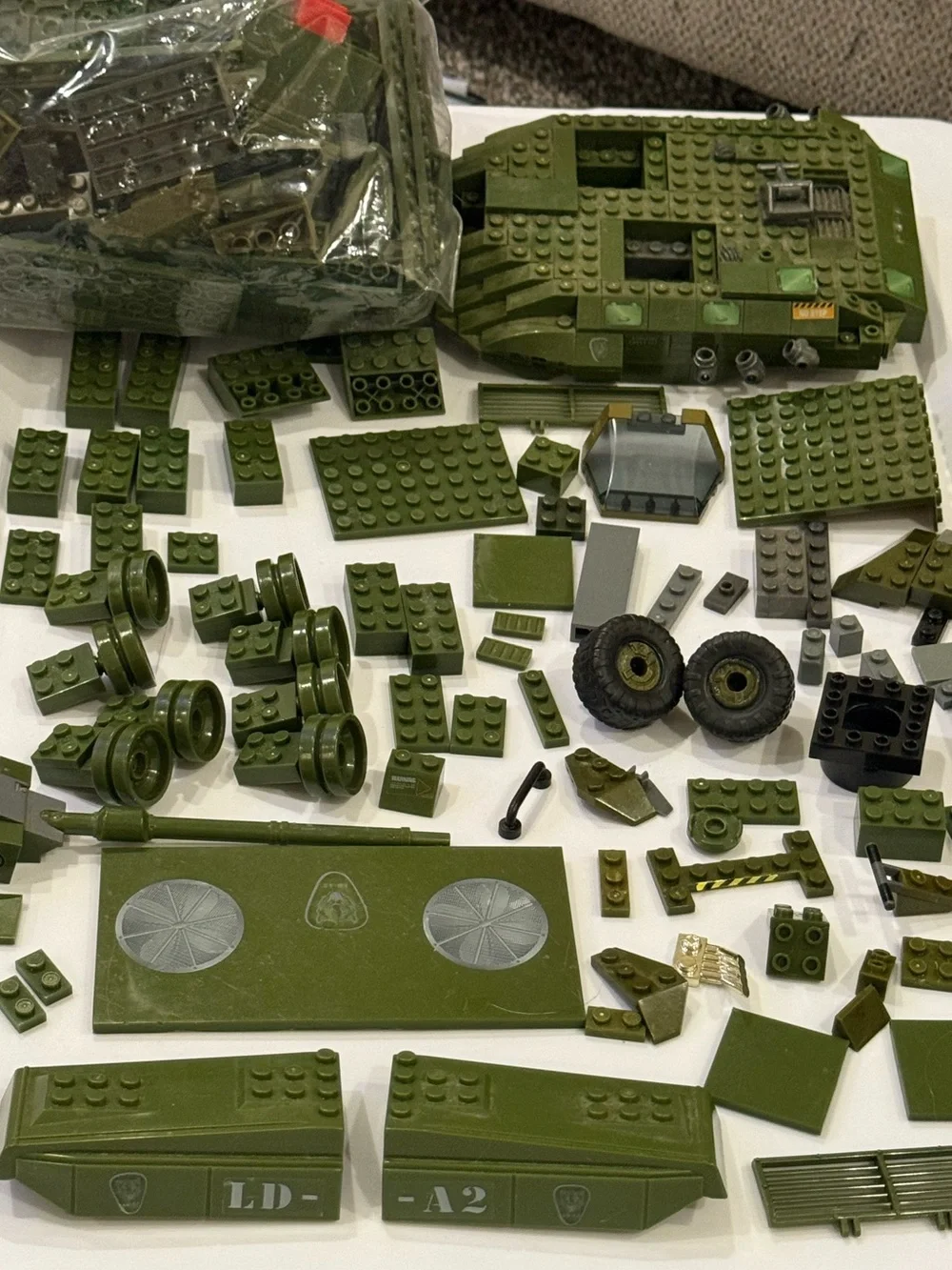 Army vehicle blocks pieces parts elements lot